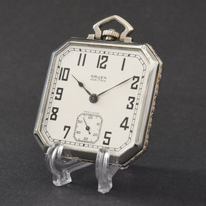 20s GRUEN VeriThin Precision V4 Octagon Art Deco Pocket Watch