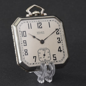 20s GRUEN VeriThin Precision V4 Octagon Art Deco Pocket Watch