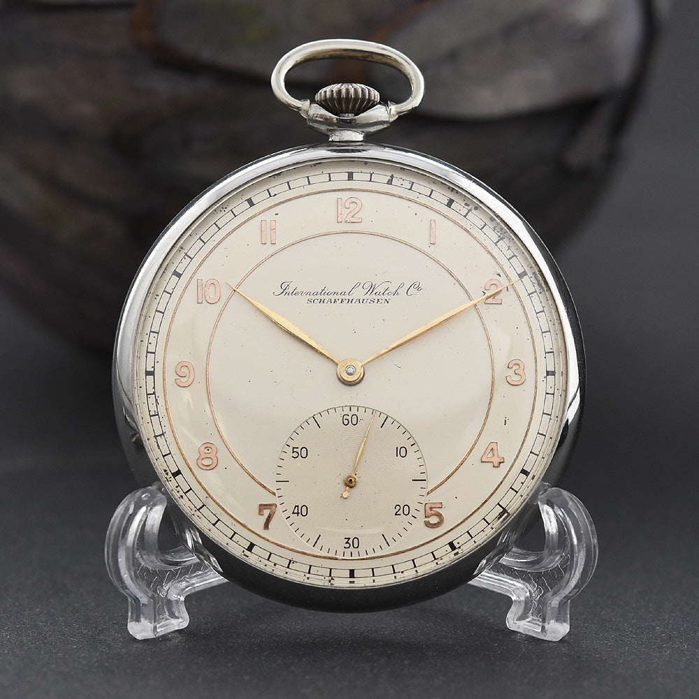 1943 IWC Schaffhausen Swiss Stainless Steel Pocket Watch
