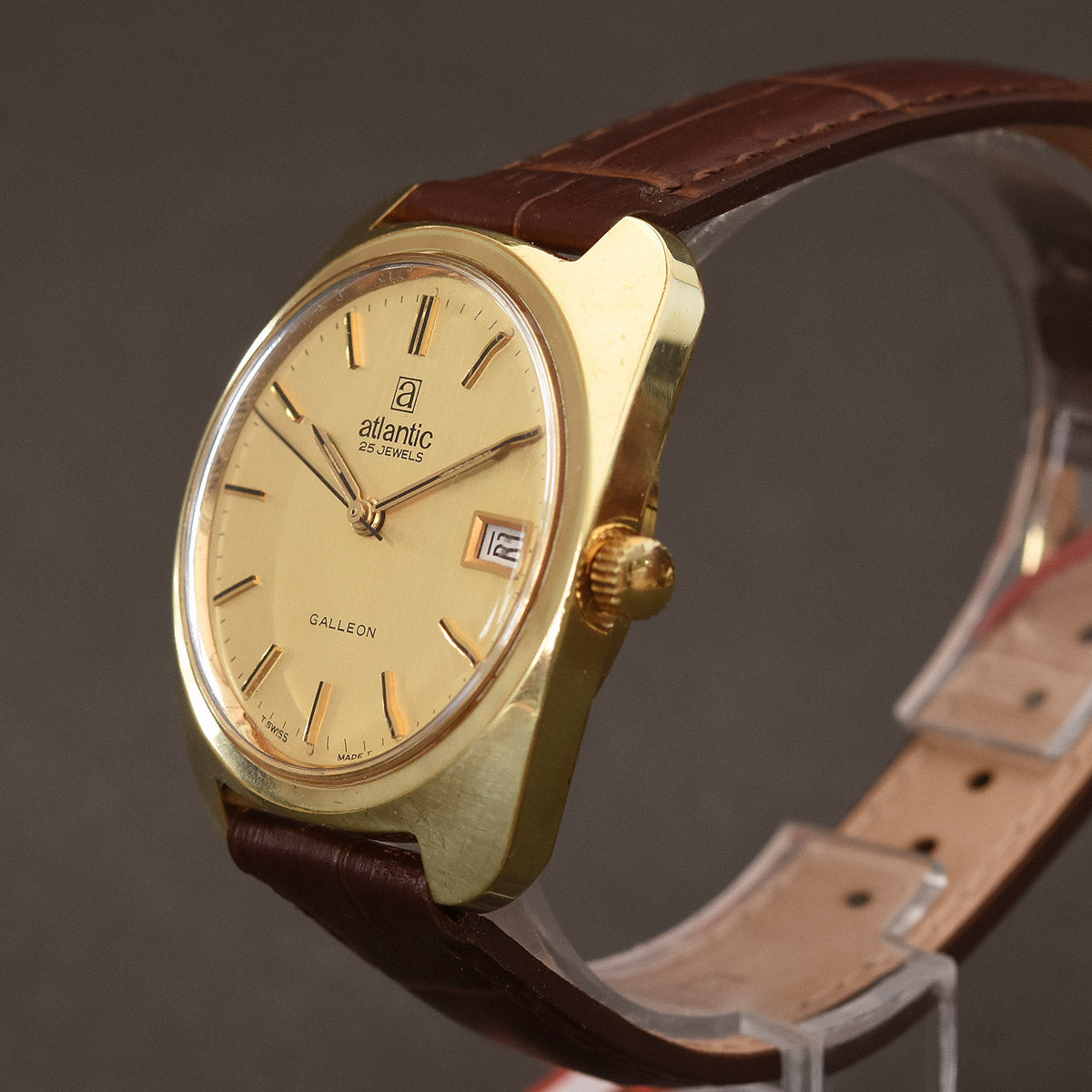 70s NOS ATLANTIC Galleon Automatic Gents Dress Swiss Watch