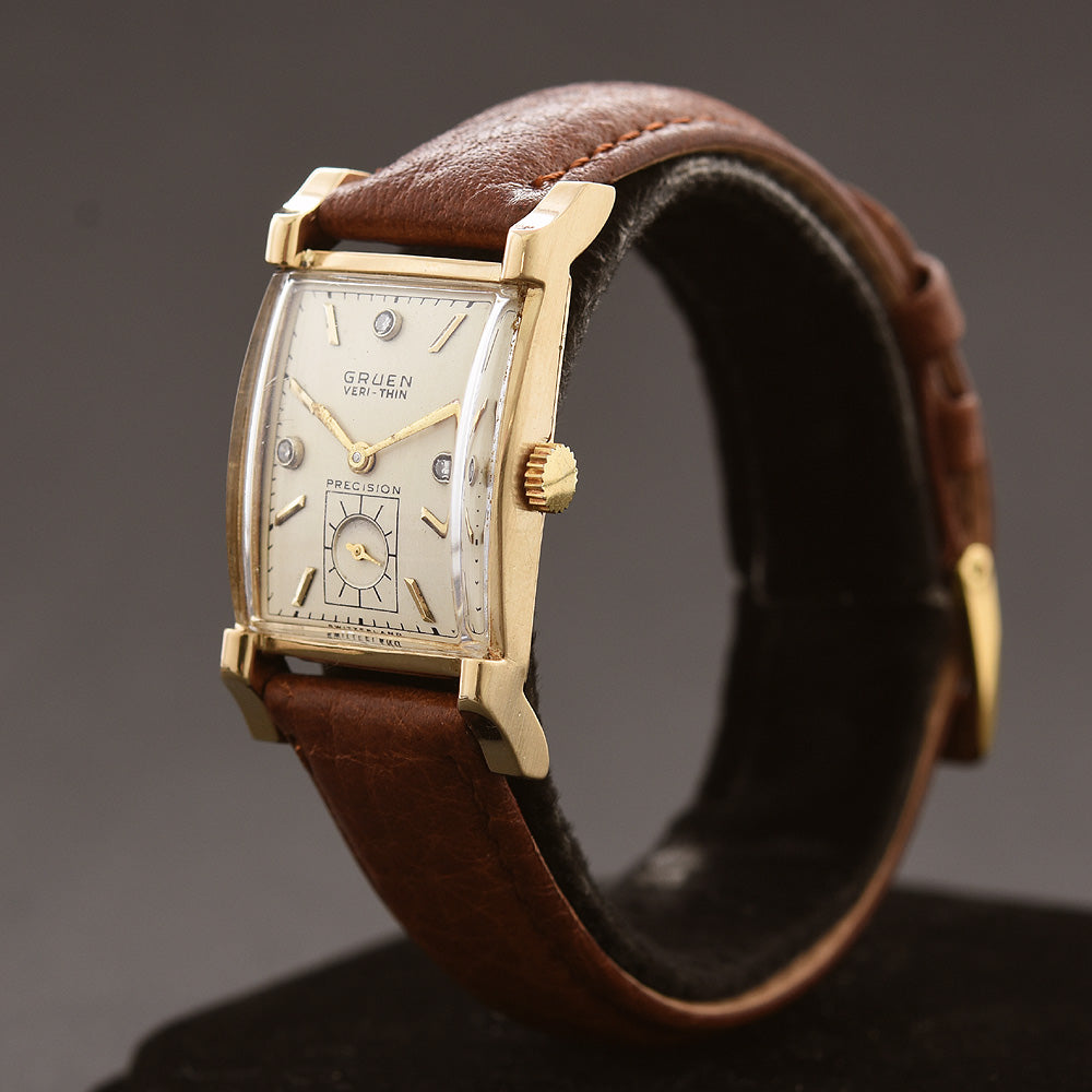 1948 GRUEN Verti-Thin 14K Gold/Diamonds Gents Watch 430-587