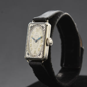 1928 ELGIN USA Model 132 Ladies 14K Solid Gold Art Deco Enamel Watch