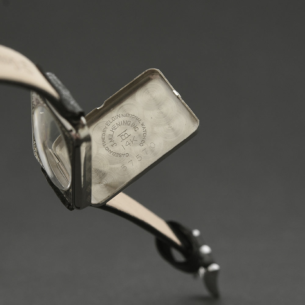 1928 ELGIN USA Model 132 Ladies 14K Solid Gold Art Deco Enamel Watch