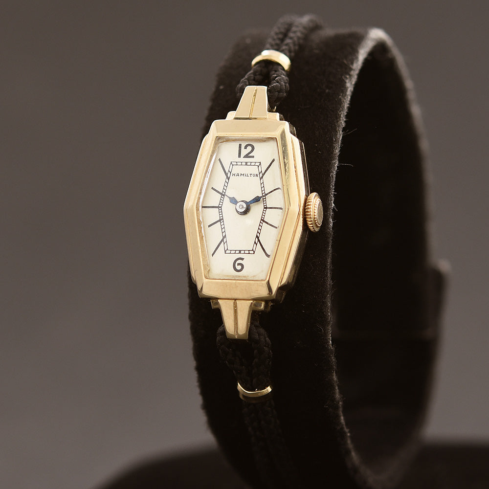 1935 HAMILTON USA 'Sandra' Ladies Art Deco 14K Gold Watch