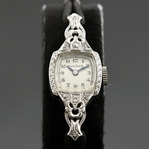 1941 BULOVA USA 14K Gold/Diamonds Art Deco Cocktail Watch