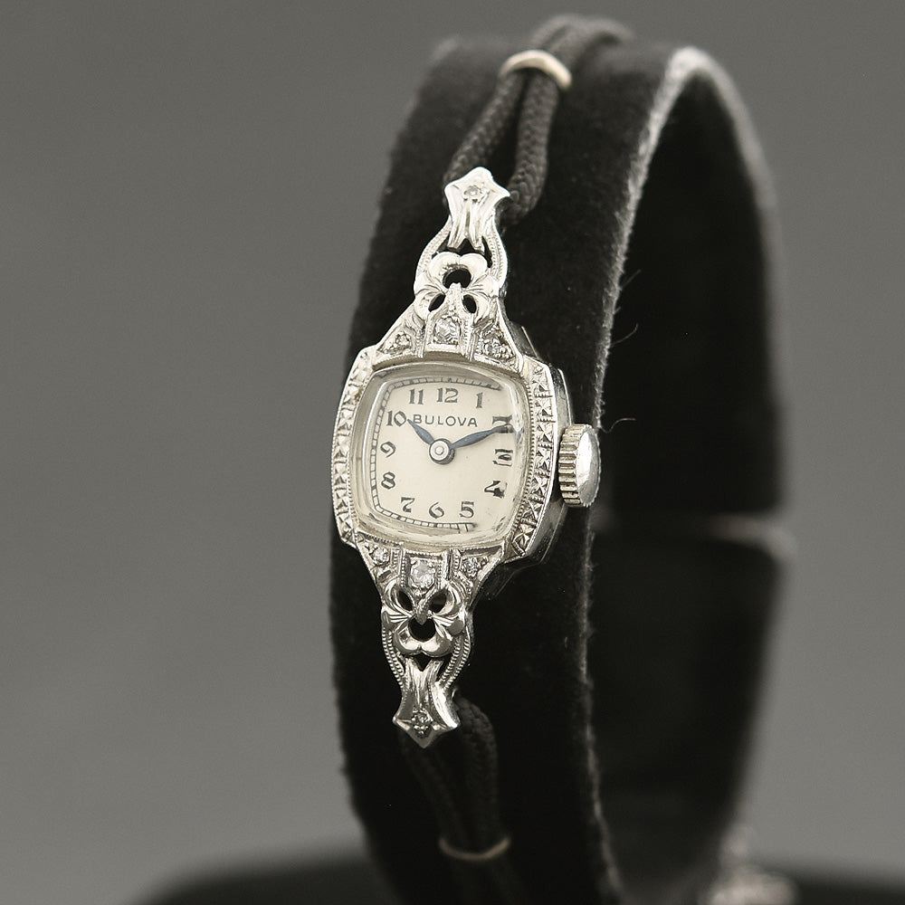 1941 BULOVA USA 14K Gold/Diamonds Art Deco Cocktail Watch