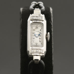 30s PARKER Ladies 14K Gold & Diamonds Art Deco Watch