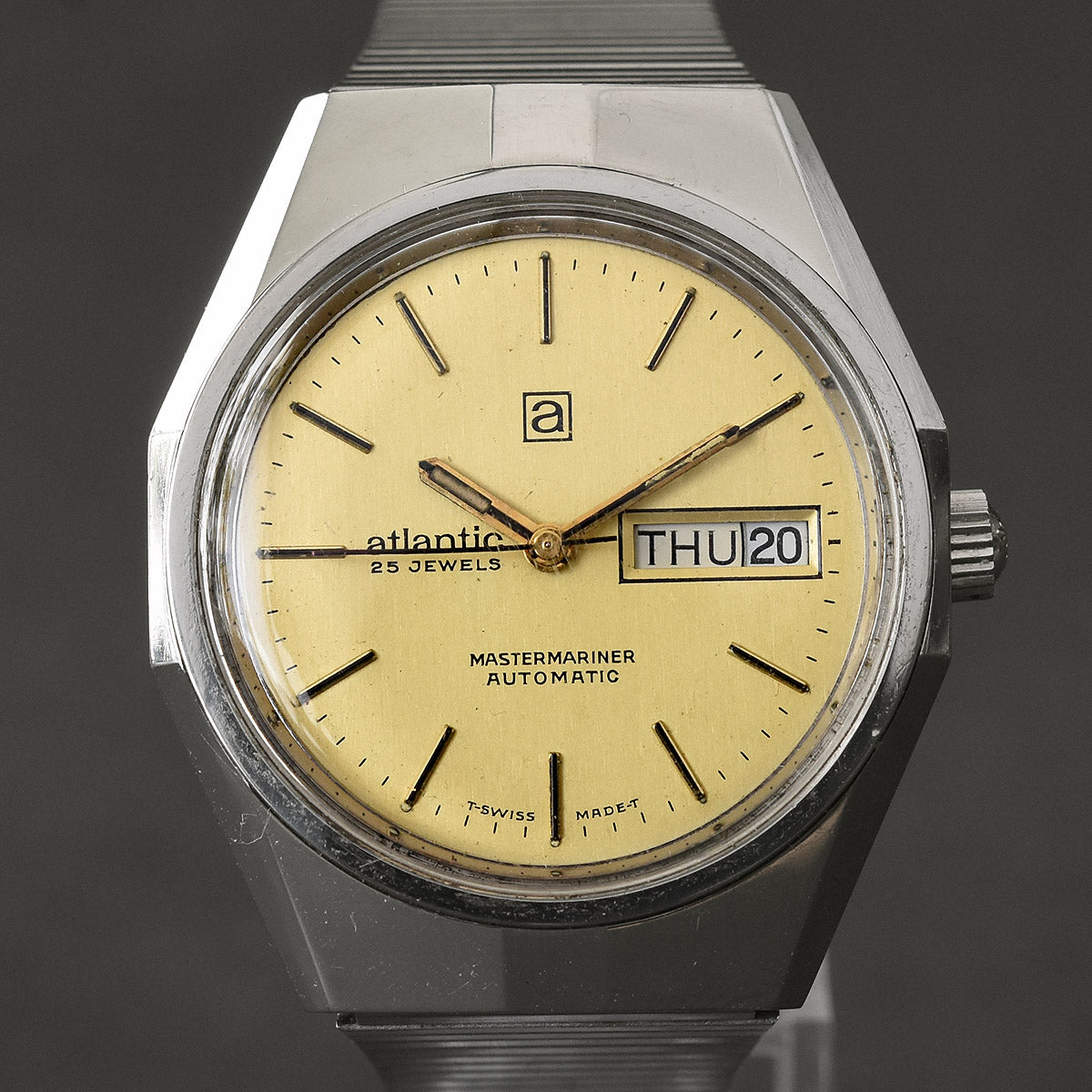 70s ATLANTIC MasterMariner Automatic Day/Date Swiss Watch
