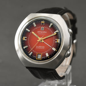 70s ATLANTIC Clarion Automatic Alarm Date Swiss Watch