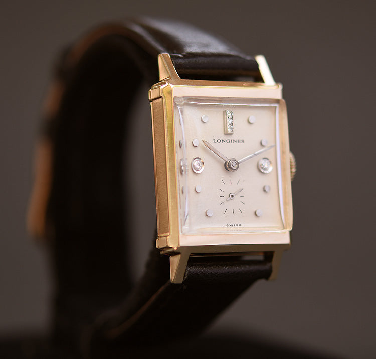 1947 LONGINES Gents 14K Solid Gold/Diamonds Dress Watch