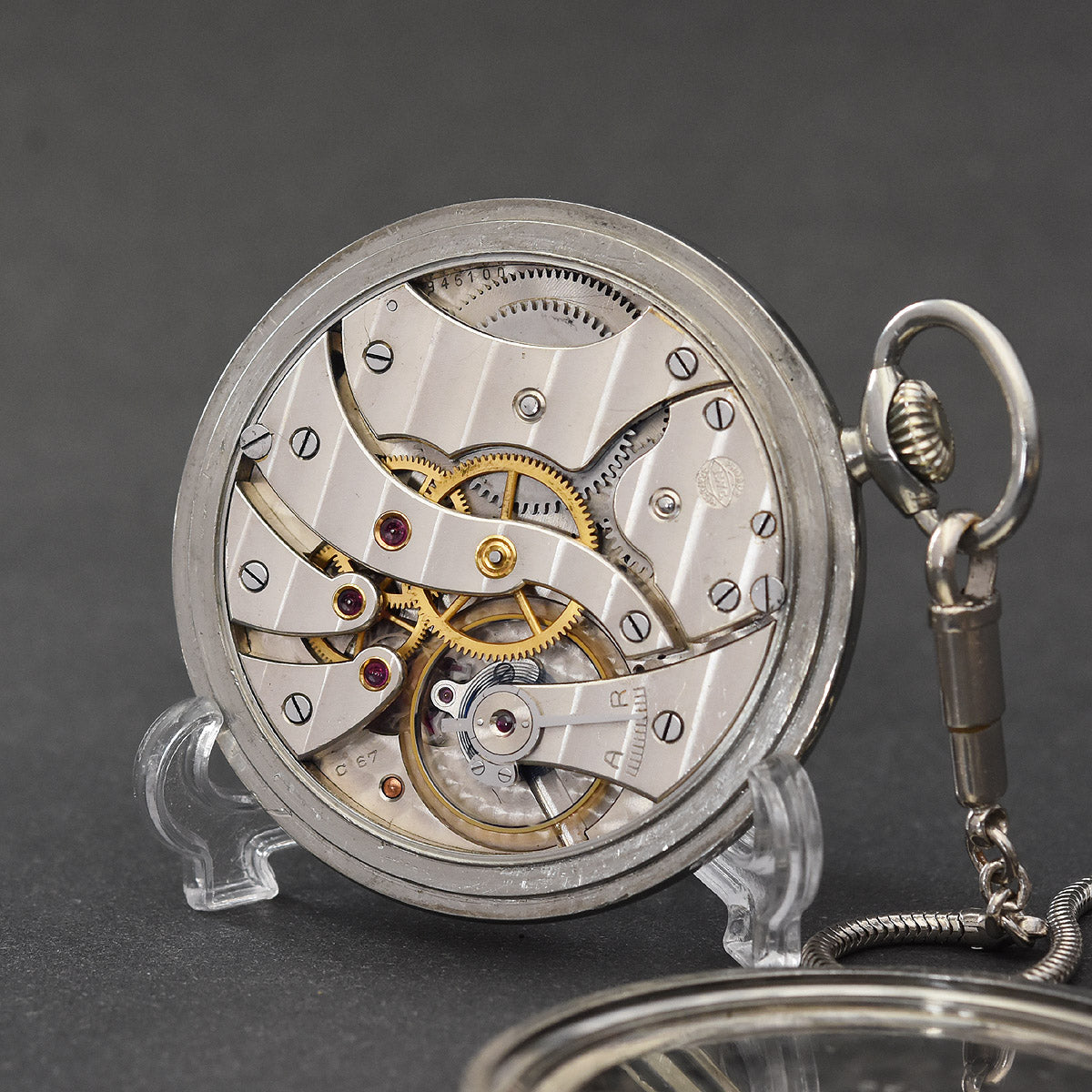 1936 IWC Schaffhausen Swiss Stainless Steel Pocket Watch
