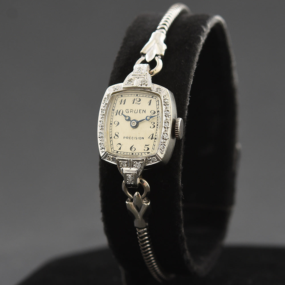 1938 GRUEN 'Banff' 14K Gold/Diamonds Art Deco Ladies Watch