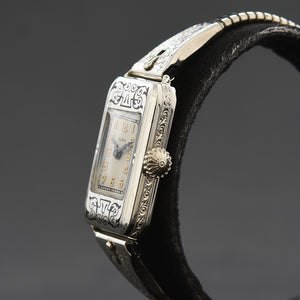 1928 ELGIN USA Model 122 Ladies 14K Solid Gold Art Deco Enamel Watch