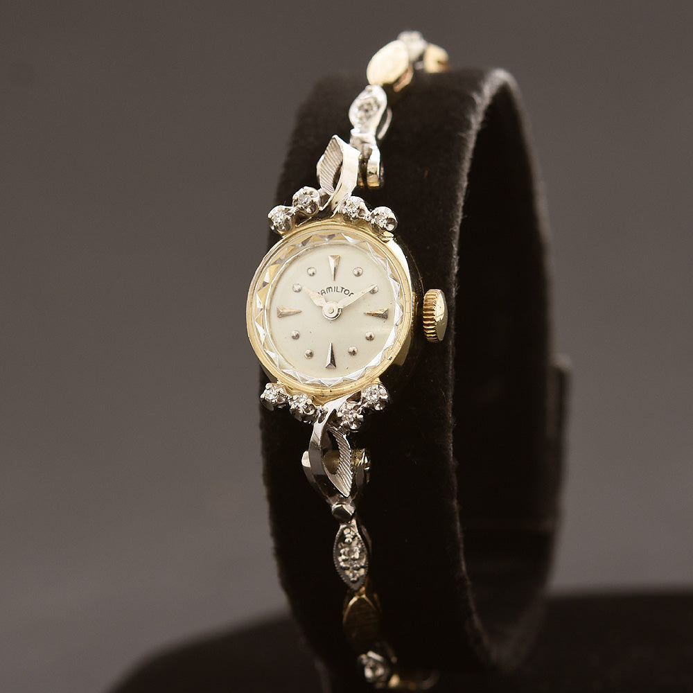 60s HAMILTON USA Ladies Tutone 14K Gold Watch