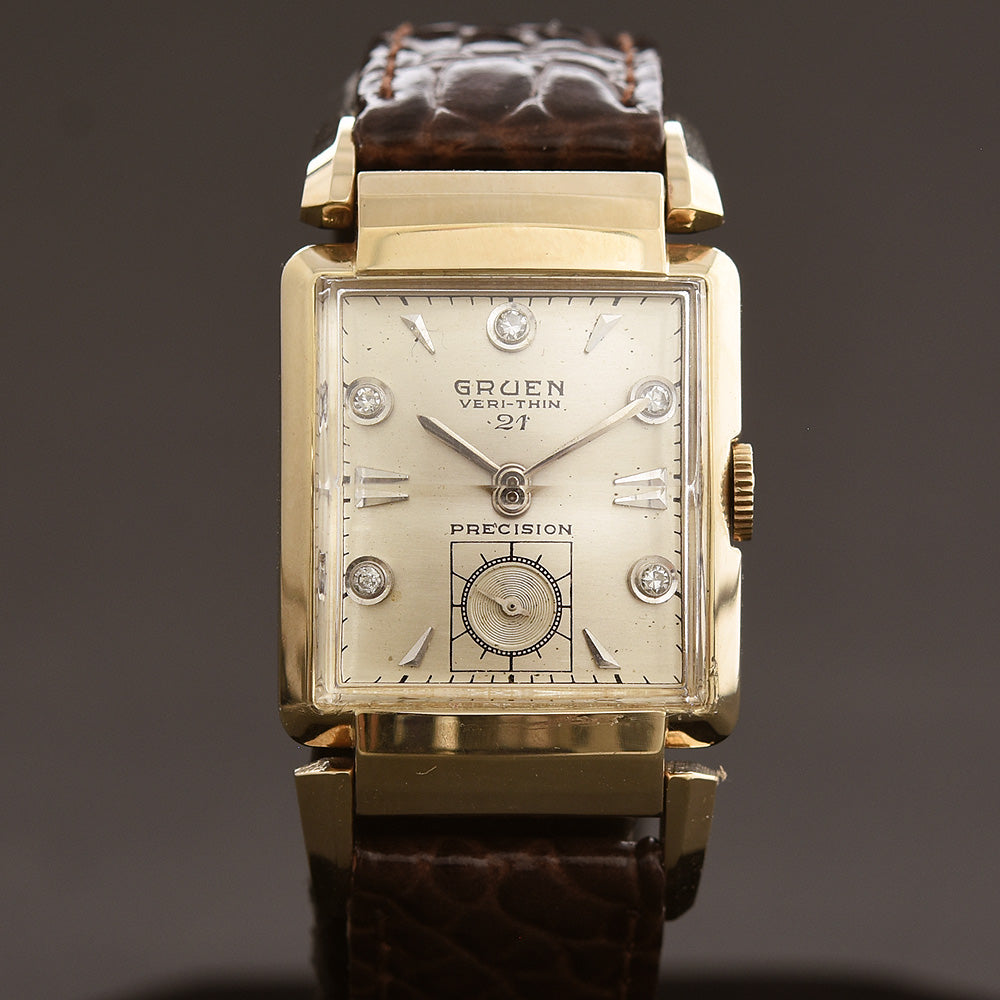 1947 GRUEN Verti-Thin 21 Cincinnati 14K Gold Gents Watch 335-558