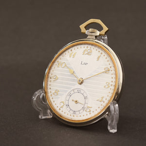 30s LIP 18K Gold Tutone Art Deco France Pocket Watch