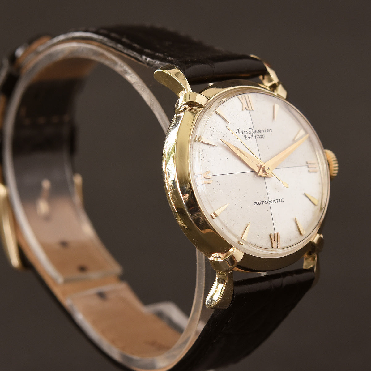 50s JULES JURGENSEN Automatic Gents 14K Gold Dress Watch