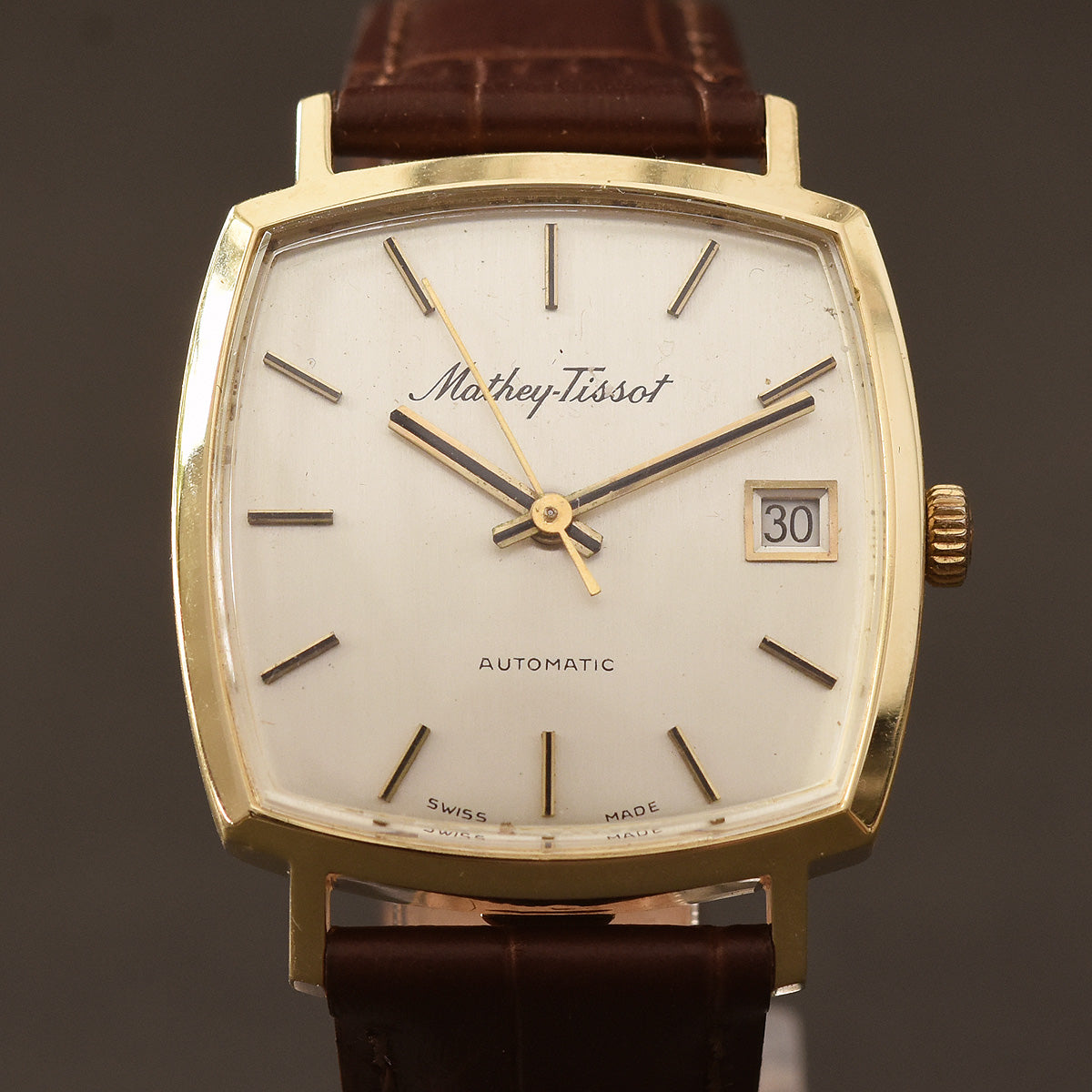 70s MATHEY TISSOT (NOS) Automatic Date 14K Gold Gents Watch