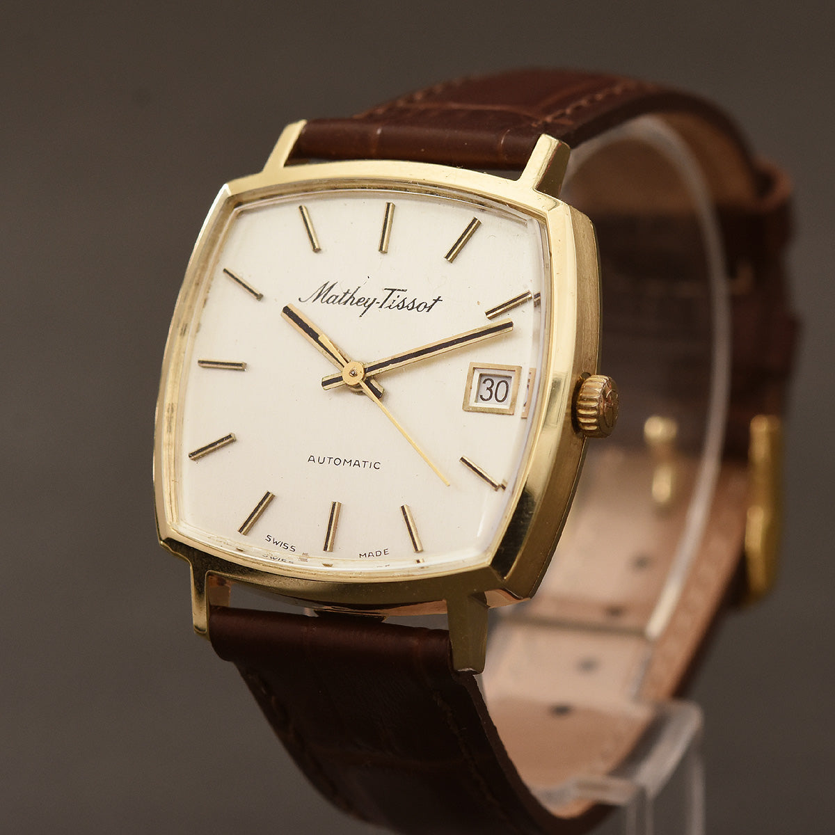 70s MATHEY TISSOT (NOS) Automatic Date 14K Gold Gents Watch