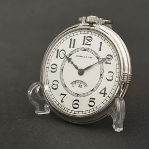 1934 HAMILTON USA 'Farragut Secometer' Art Deco Pocket Watch