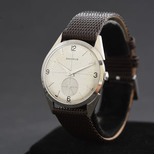 50s BENRUS Gents 14K Solid White Gold Dress Watch