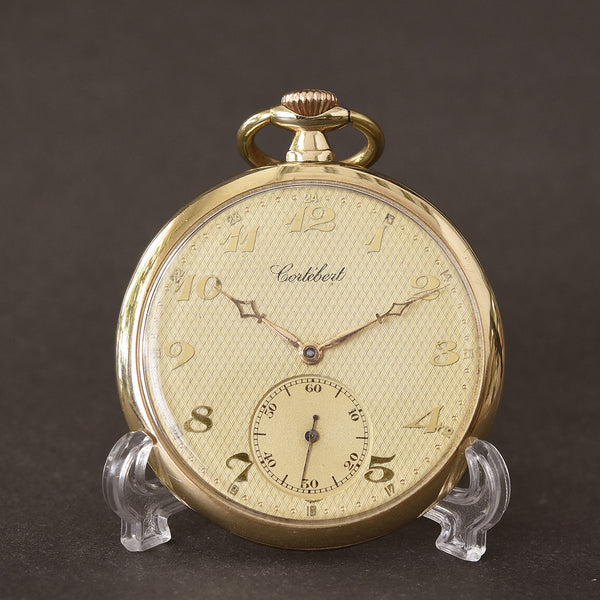 30s CORTEBERT Art Deco 14K Gold Swiss Slim Pocket Watch