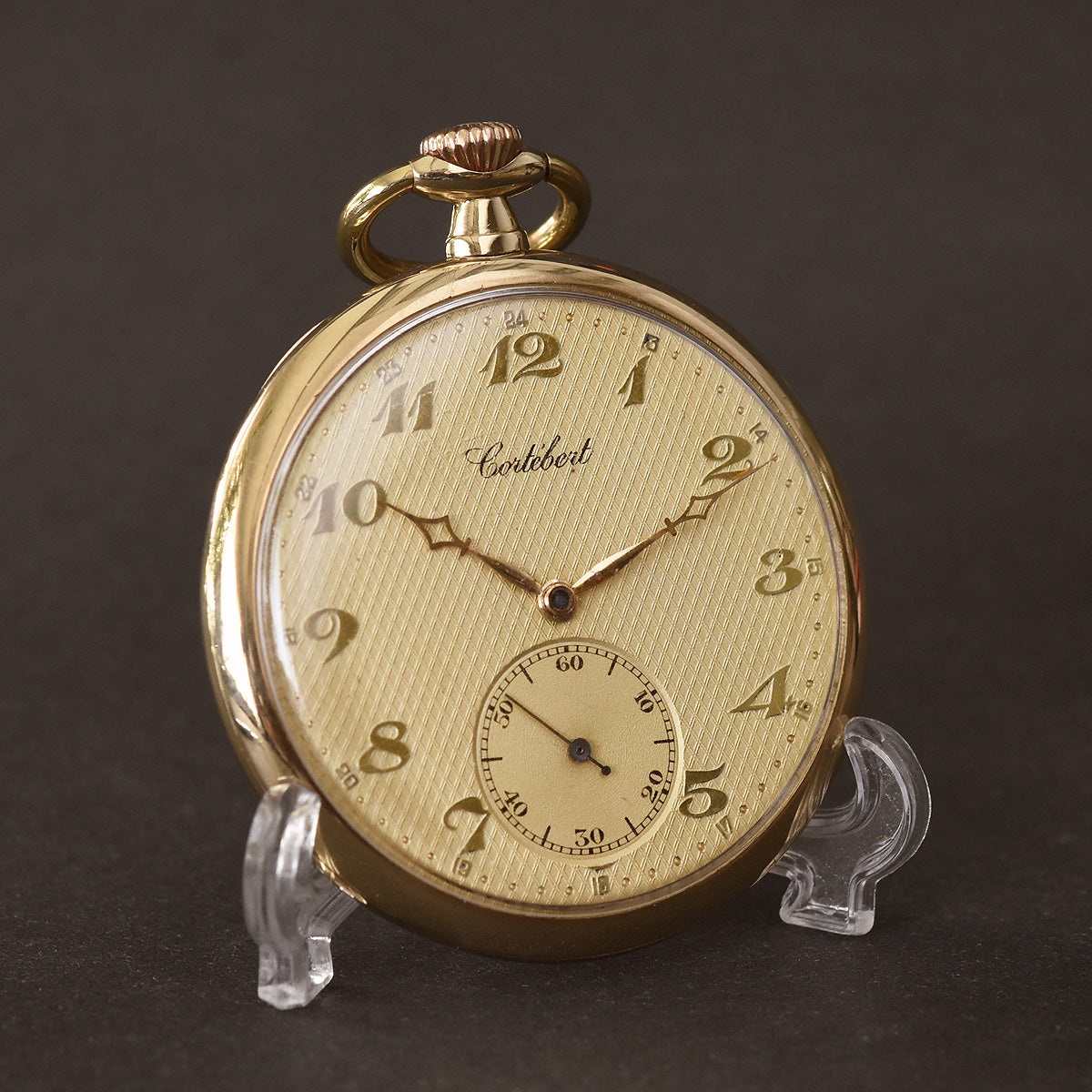 30s CORTEBERT Art Deco 14K Gold Swiss Slim Pocket Watch
