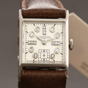 1945 LONGINES J.E. Caldwell Gents Palladium Diamonds Dress Watch