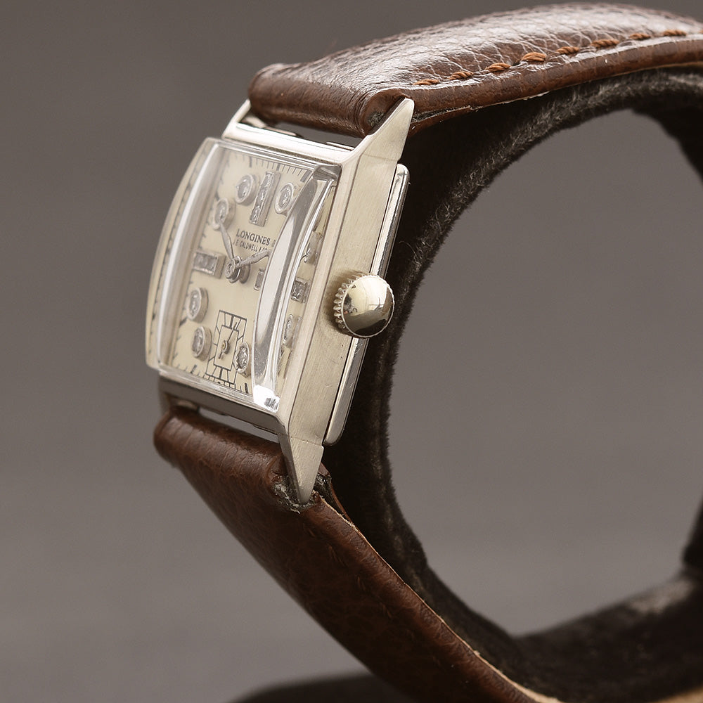 1945 LONGINES J.E. Caldwell Gents Palladium Diamonds Dress Watch