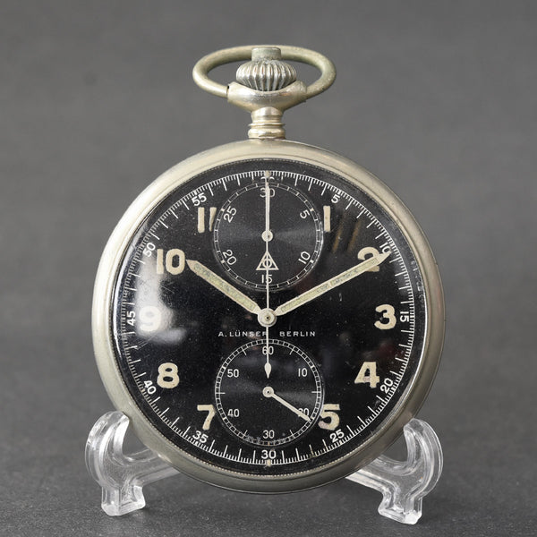 40s LUNSER BERLIN MINERVA WW2 Chronograph Pocket Watch