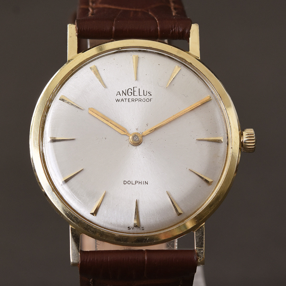 60s ANGELUS 'Dolphin' Slim 14K Gold Gents Dress Watch empressissi 60s ANGELUS 'Dolphin' Slim 14K Gold Gents Dress Watch empressissi