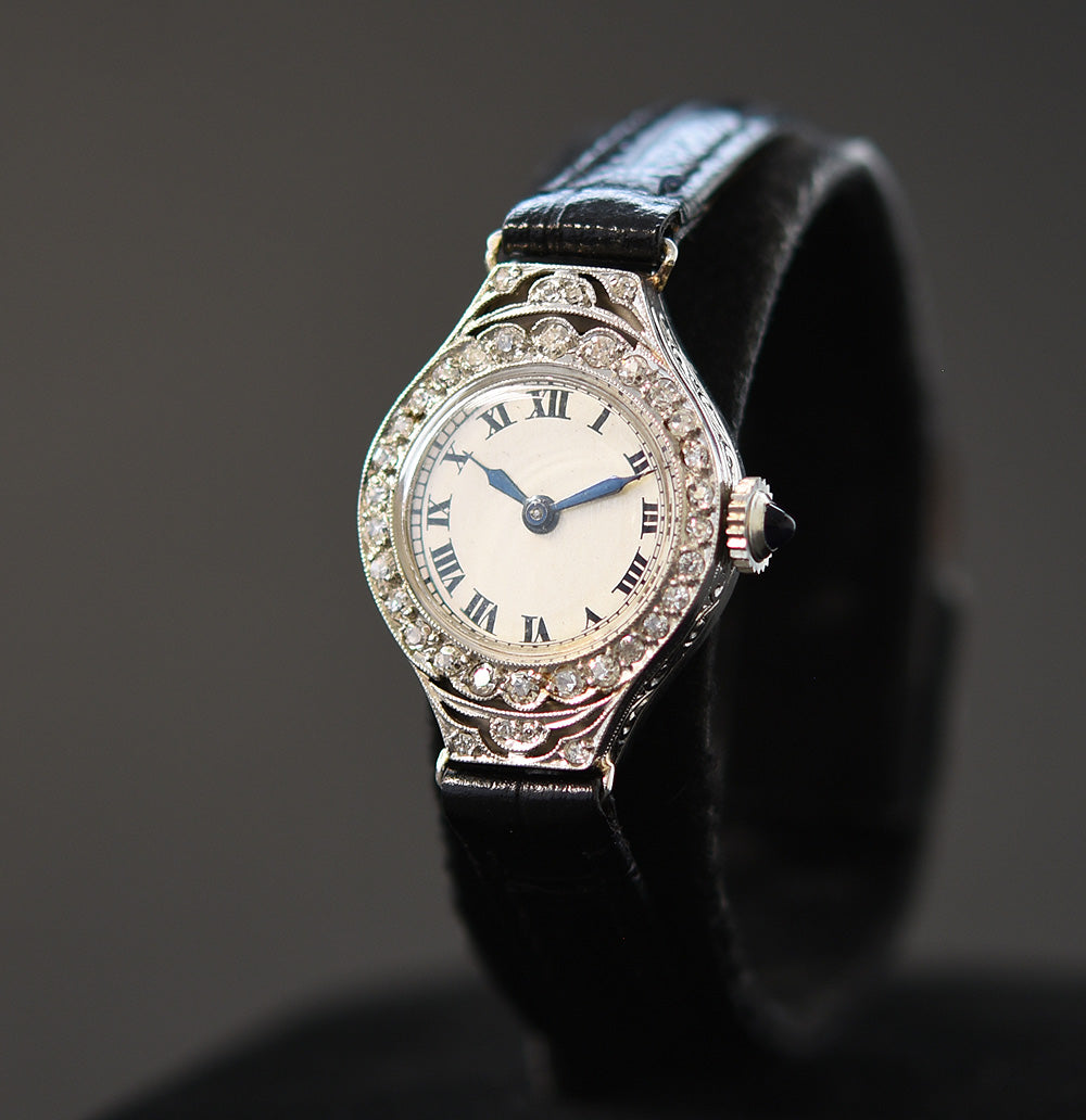 1919 LONGINES Ladies Platinum/Diamonds Art Deco Watch