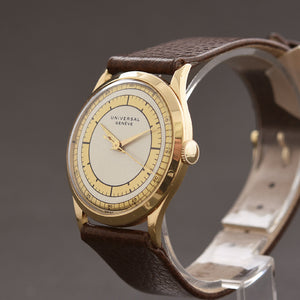 40s UNIVERSAL GENEVE Gents 18K Gold Swiss Dress Watch