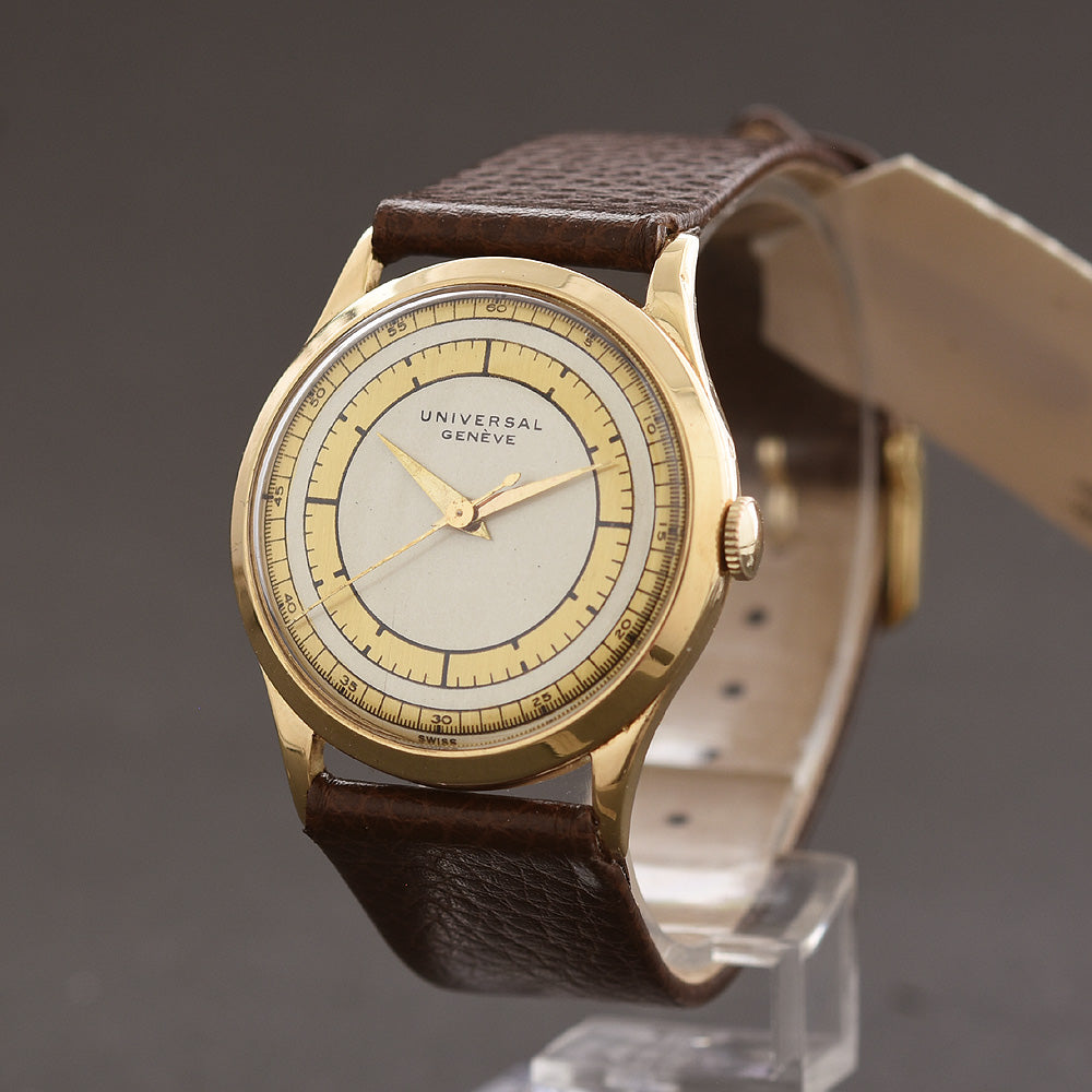 40s UNIVERSAL GENEVE Gents 18K Gold Swiss Dress Watch