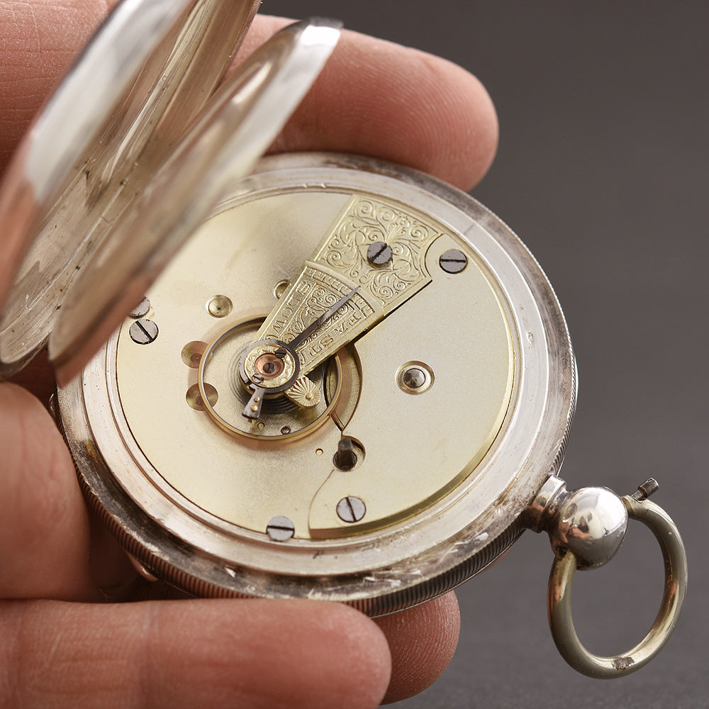 1880s Swiss Large English Market .935 Silver Pocket Watch
