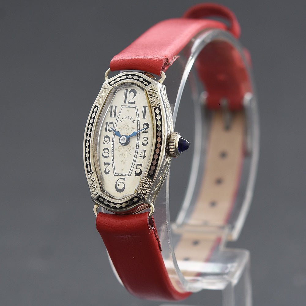20s WARWICK Ladies Art Deco 14K Gold/Enamel Watch