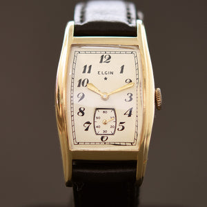 1938 LORD ELGIN USA 14K Gold Art Deco Gents Watch