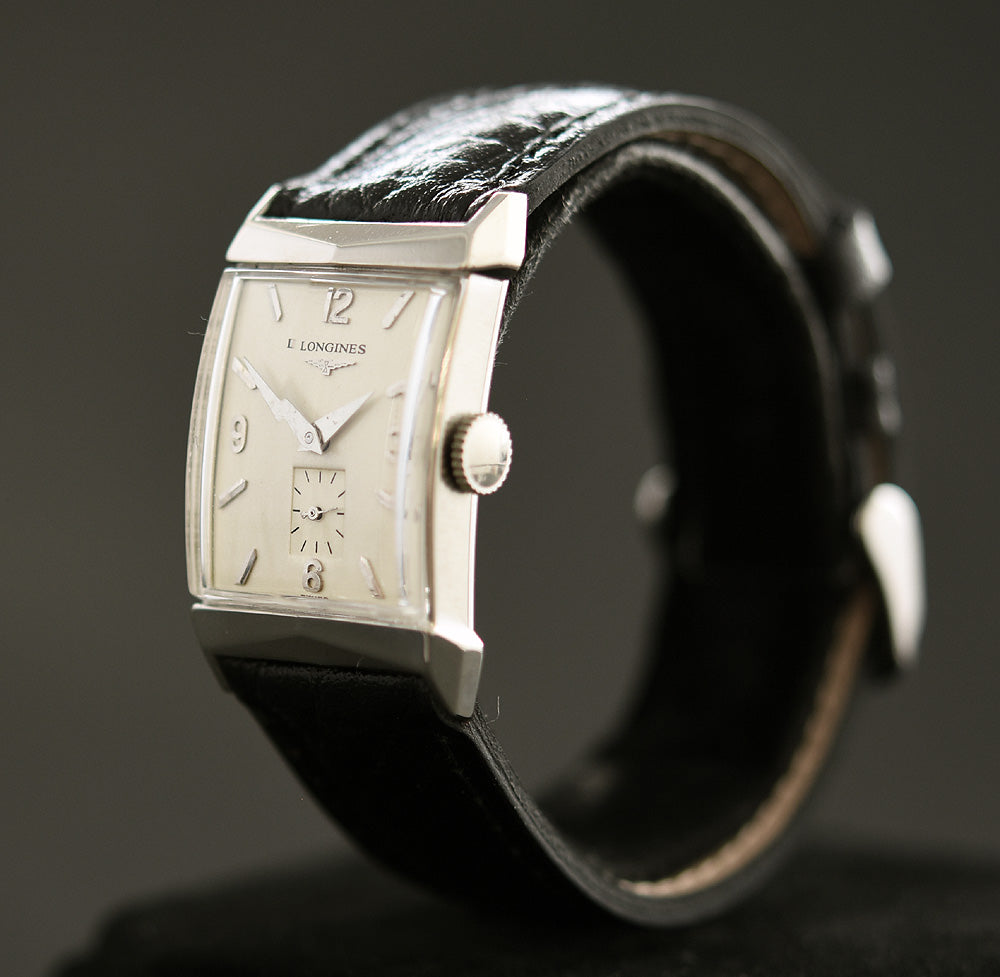 1957 LONGINES 'Pres. Fillmore' Gents 14K Solid White Gold Vintage Watch