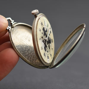 30s Swiss Platinum M.C. Escher Art Deco Pocket Watch