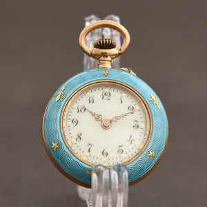 1890s Swiss Silver/Enamel Cylinder Pocket Watch
