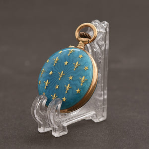 1890s Swiss Silver/Enamel Cylinder Pocket Watch