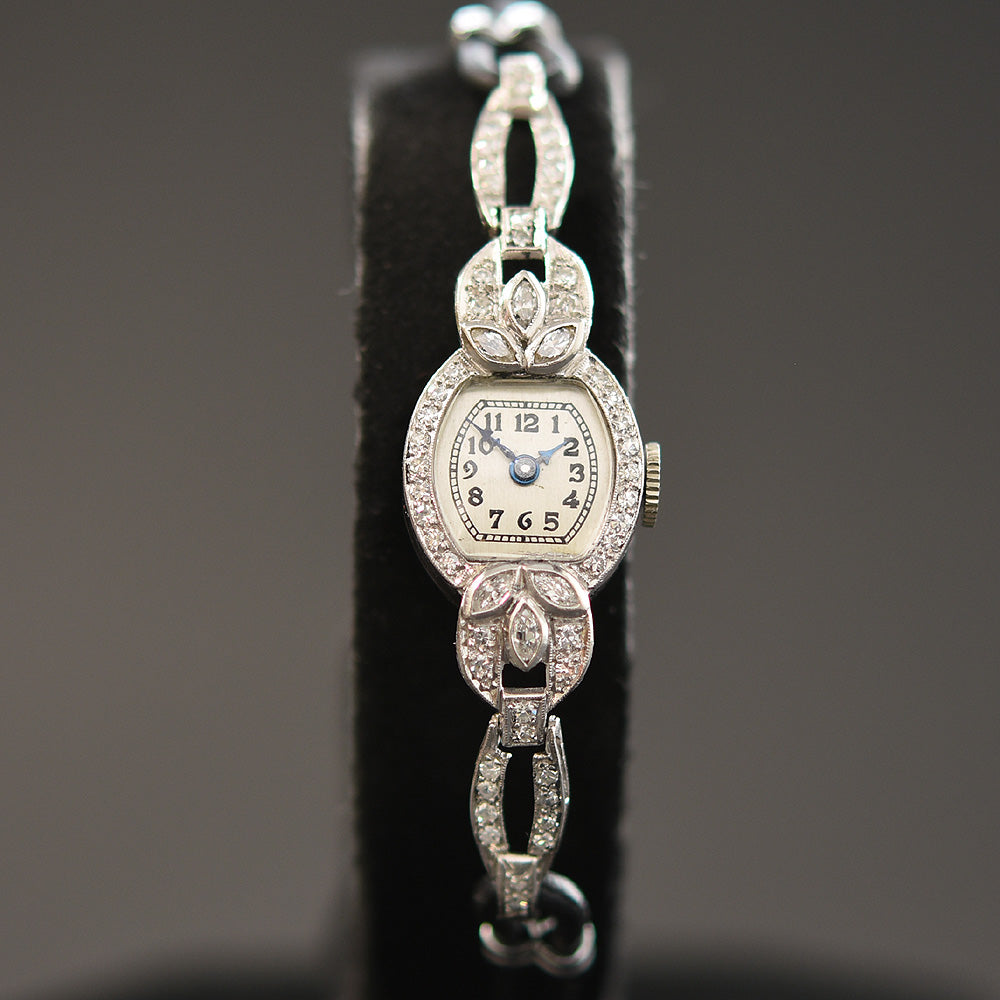 30s JOEL Ladies Platinum & Diamonds Art Deco Watch