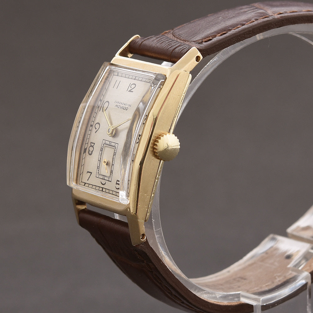 40s MOVADO 14K Gold Gents Art Deco Vintage Dress Watch