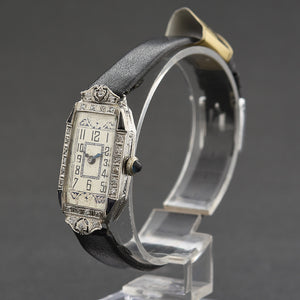 20s PIEDMONT Ladies Platinum Diamonds-Sapphires Art Deco Watch