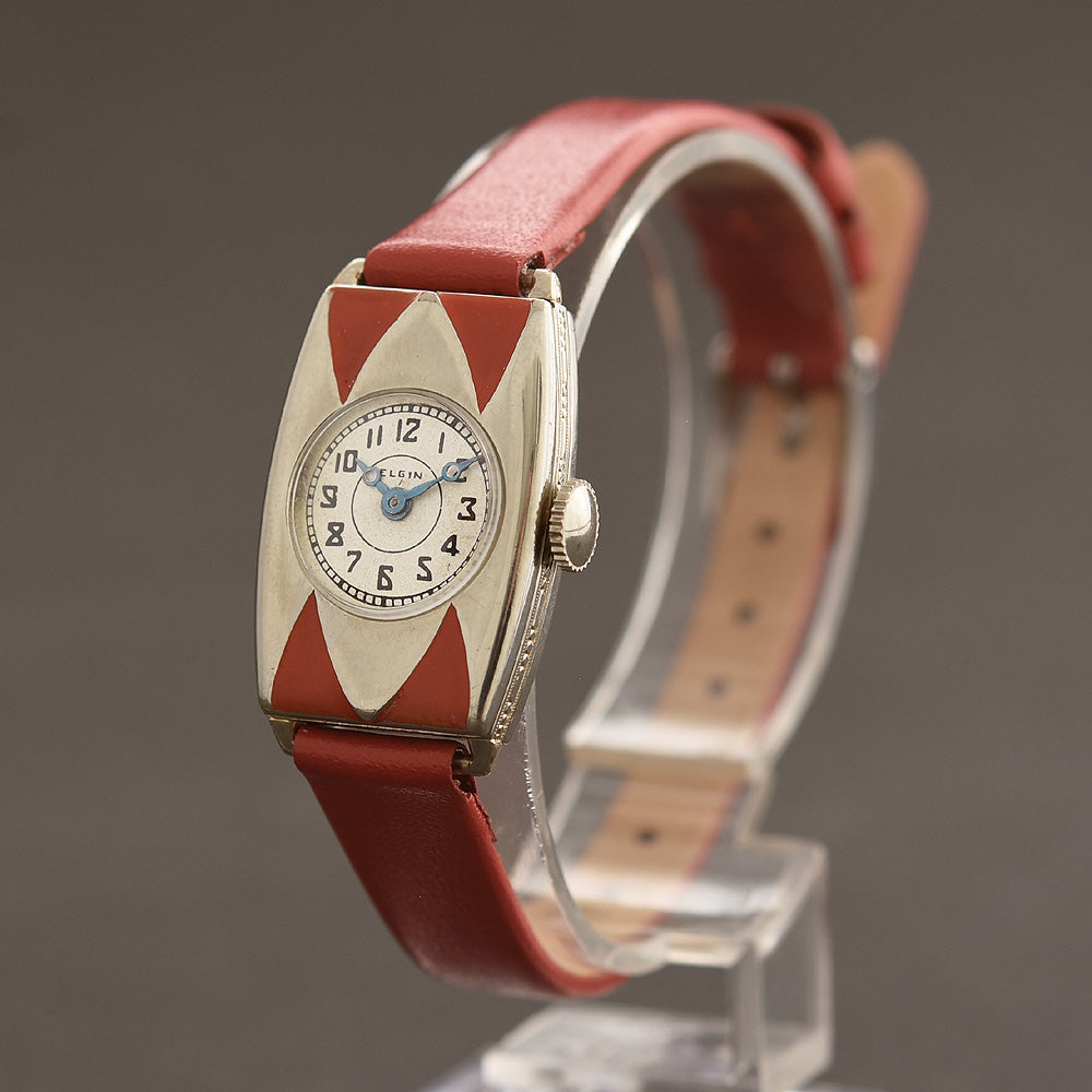 30s ELGIN USA Parisienne Ladies Art Deco Enamel Watch