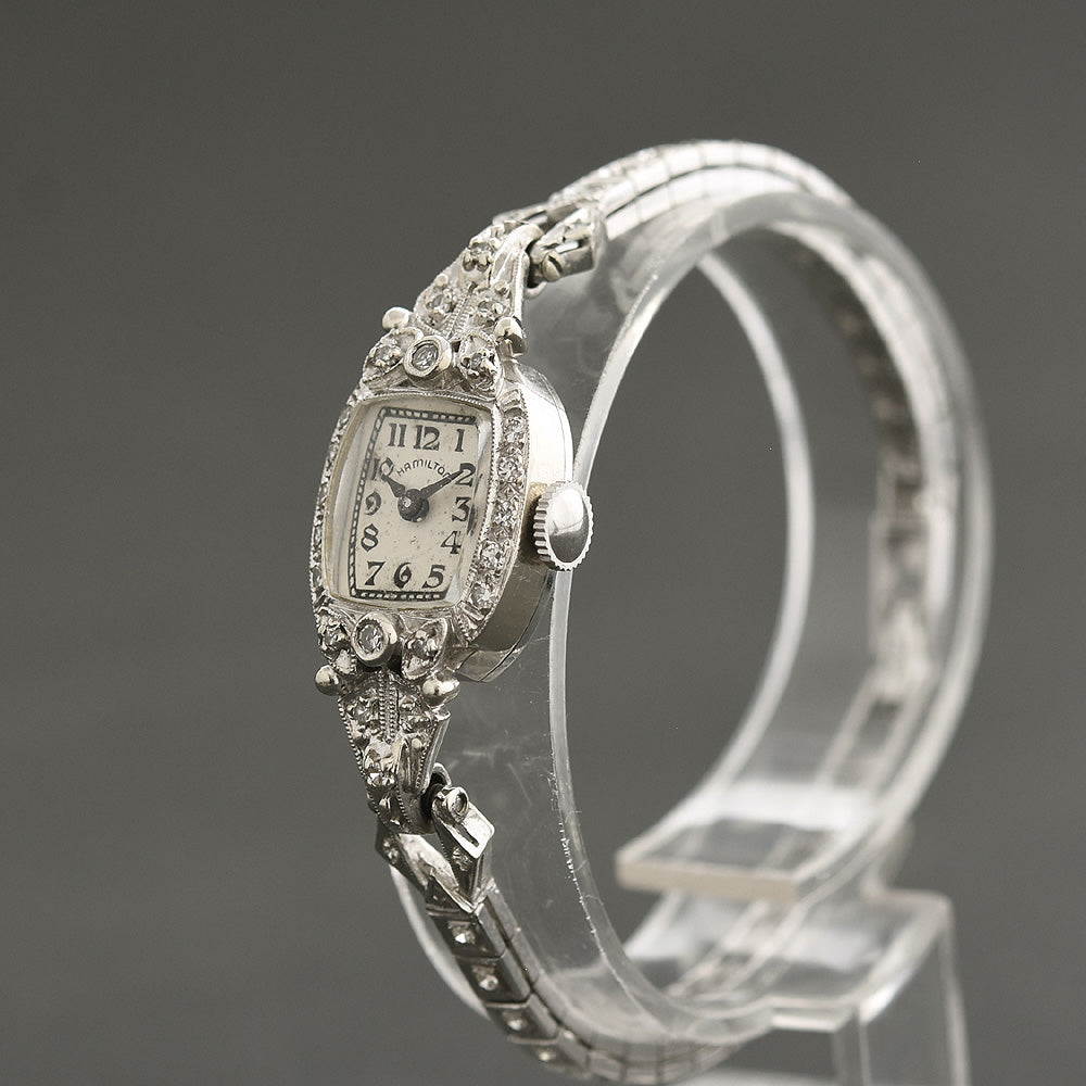 40s HAMILTON USA 14K Gold/Diamonds Watch