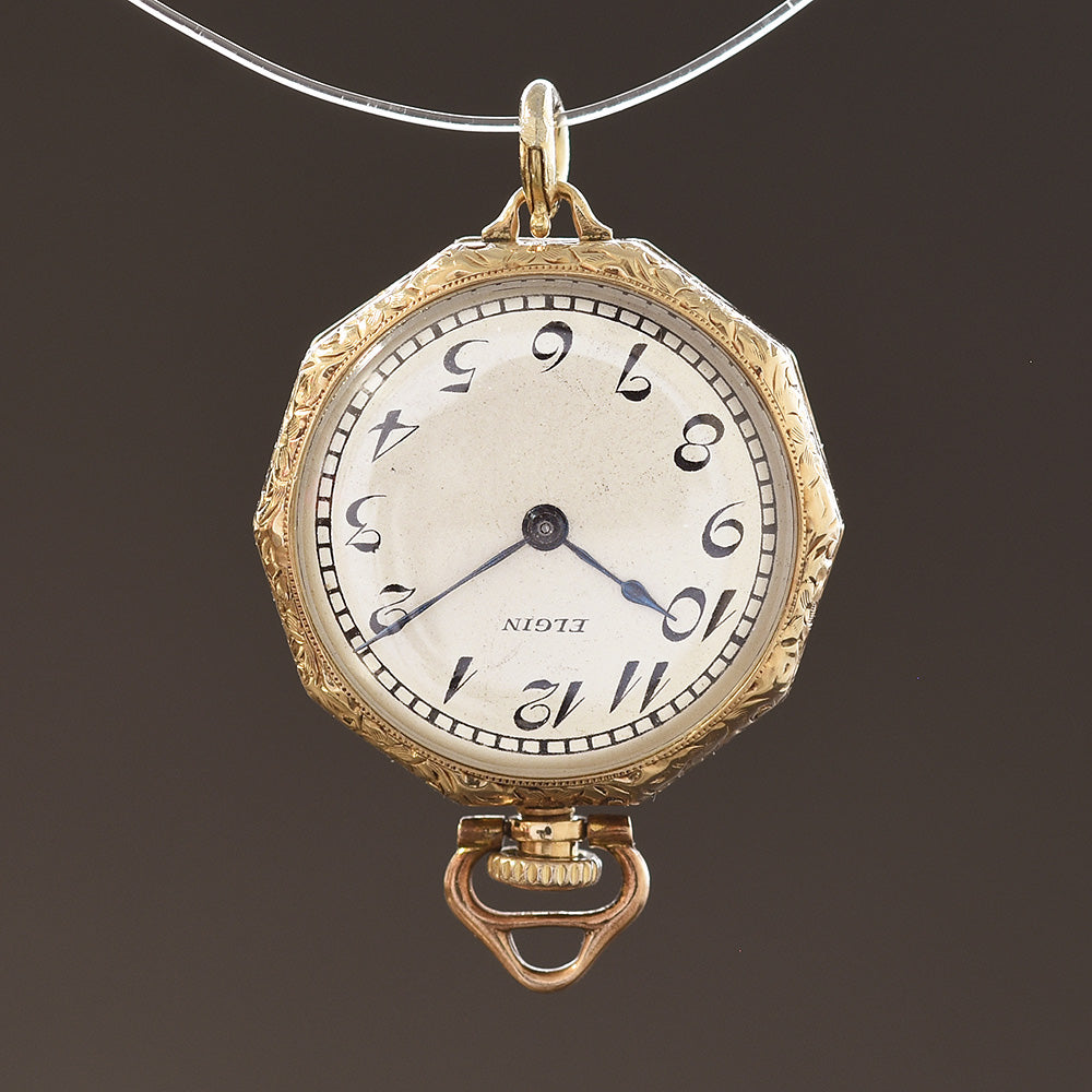 1918 ELGIN USA 14K Solid Gold Ladies Pendant/Pocket Watch