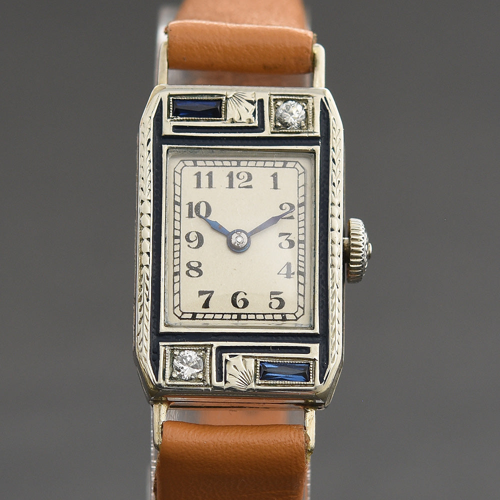 1932 ELGIN USA Ladies Art Deco Enamel/Diamonds Watch – empressissi