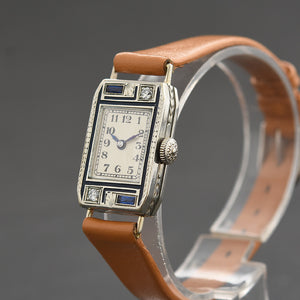1932 ELGIN USA Ladies Art Deco Enamel/Diamonds Watch