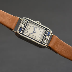 1932 ELGIN USA Ladies Art Deco Enamel/Diamonds Watch